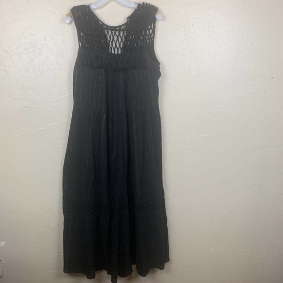 Anthropologie Womens Maeve Abilene Black Maxi Sleeveless Crochet strappy neck M - Picture 2 of 8